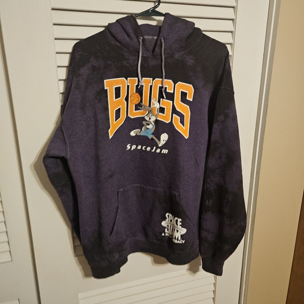 Bugs Bunny Space Jam Purple Tie Dye Hoodie Size Womens Large-vintage